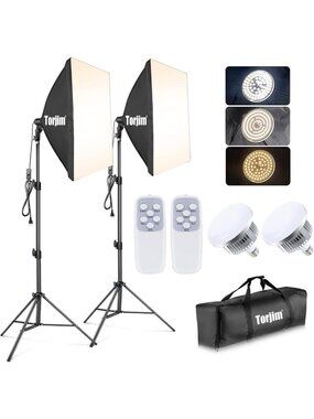 Professional Softbox Lighting Kit - 27"x27" Continuous LED Lights for